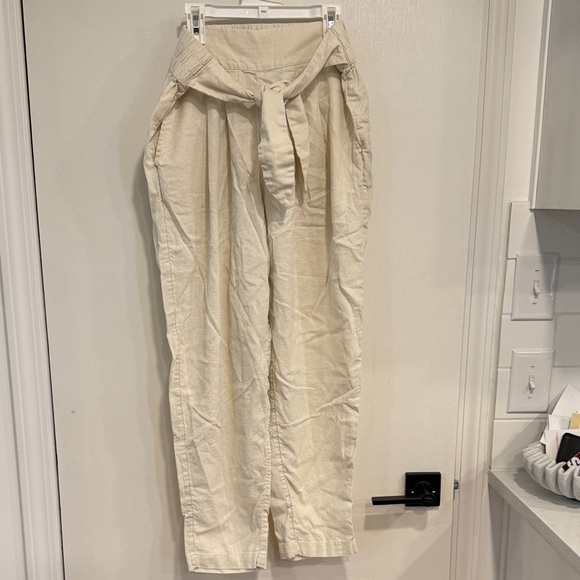 Who What Wear Cream Linen Chinos - Picture 1 of 5